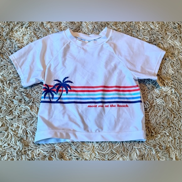 Art Class Girls Striped Bikini Set with White Rash Guard - Red Blue, Pink XXL 18 - Picture 4 of 5